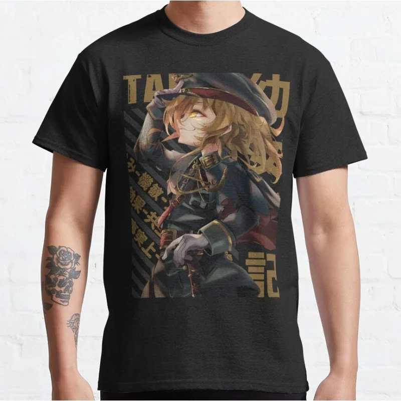 

0516 Youjo Senki The Evil Tanya Degurechaff Gift t shirt Anime girls Graphic Tee 100% cotton print Y2K clothes Large size Tops