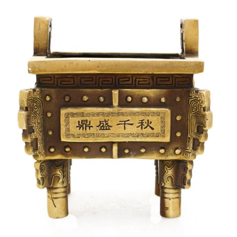  Incense Burner Copper Vessel Autumn Prosperous Square Treasure Tripod Ornamen
