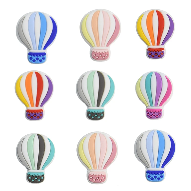 5/10Pcs Mini Hot Air Balloon Baby Silicone Beads DIY Silicone Nipple Chain Accessories Ring Beads For Jewelry Making