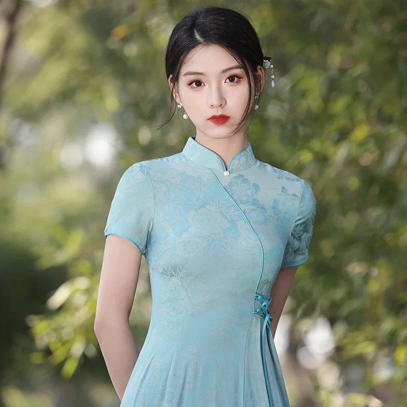 Yourqipao 2023 primavera nuovo Ao Dai Cheongsam vestito sezione lunga migliorato cinese tradizionale cheongsams Qipao vestito per le donne