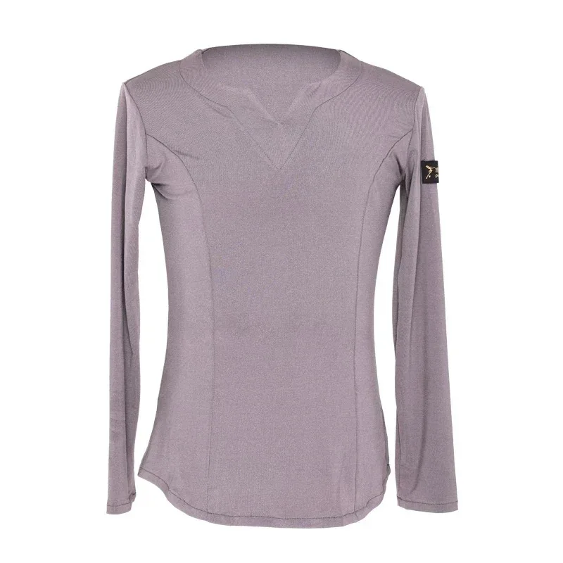 Camicie da ballo latino da uomo in cotone cristallo a maniche lunghe con scollo a V top da allenamento maschile sala da ballo Cha Samba abiti da ballo Dancewear UBs;2,k