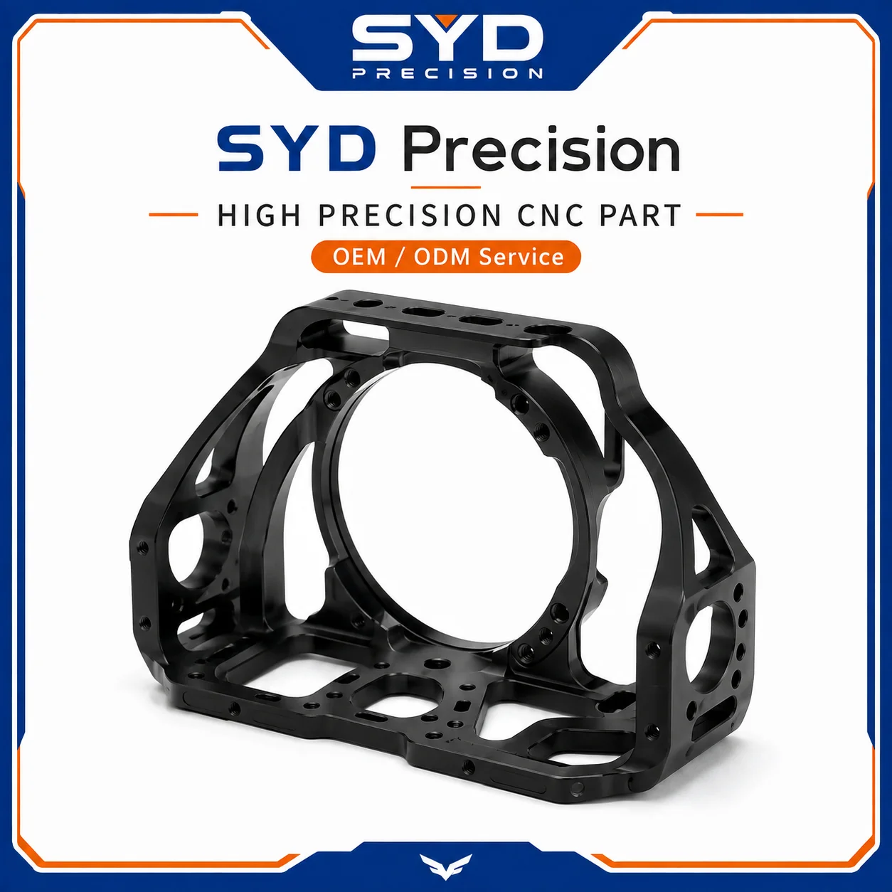 Black Anodized CNC Aluminum Frame Precision Lightweight Structural Parts Custom Machining Manufacturer