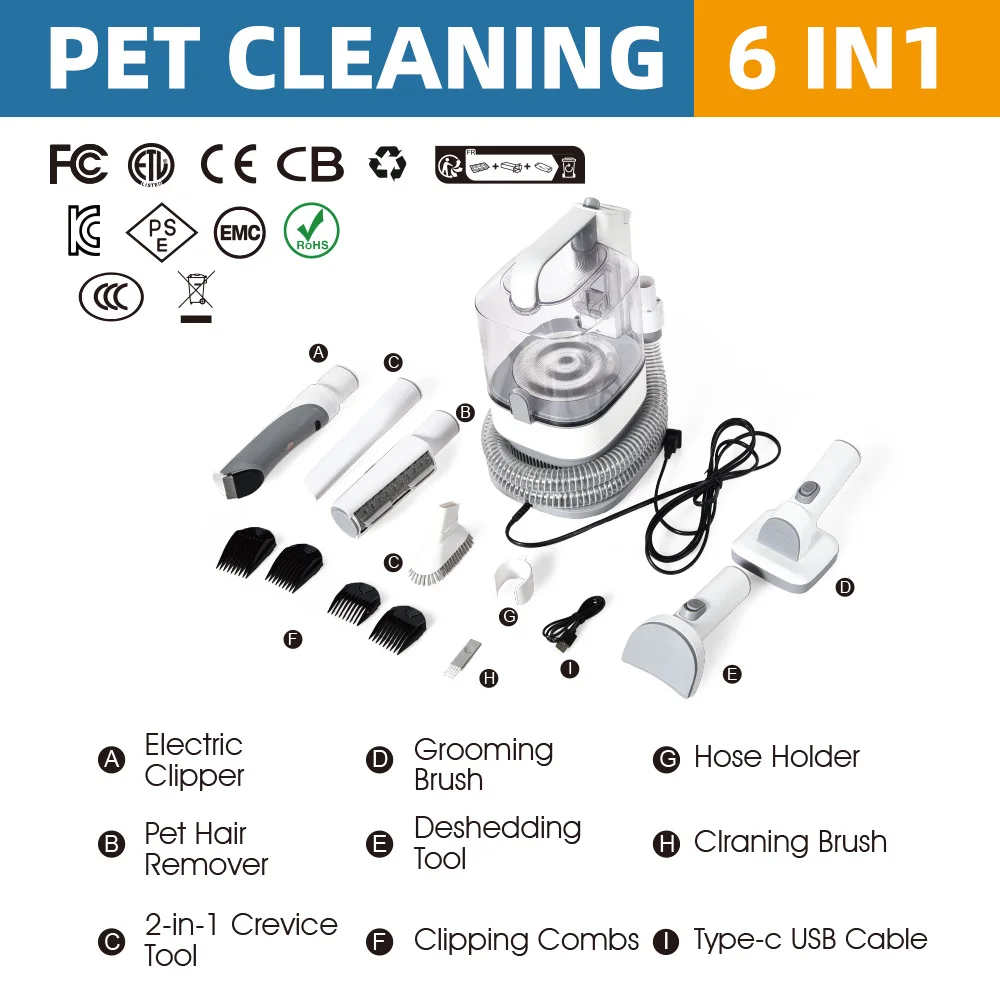 Factory Customize Professional Pet Grooming Vacuum Kit with Pet Hair Removes Comb Brush
