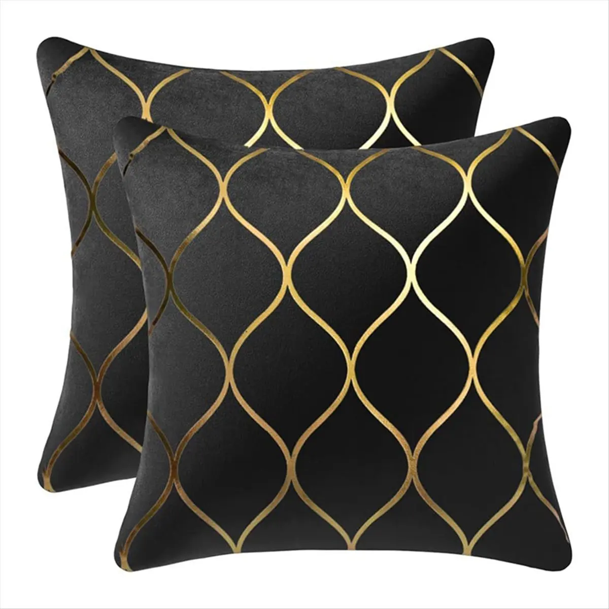 *ABKM 4Pack Gold Velvet Throw Pillow Covers 18x18 Inches Pillow Geometric Cushion Covers for Couch Sofa Home Bedroom Decor