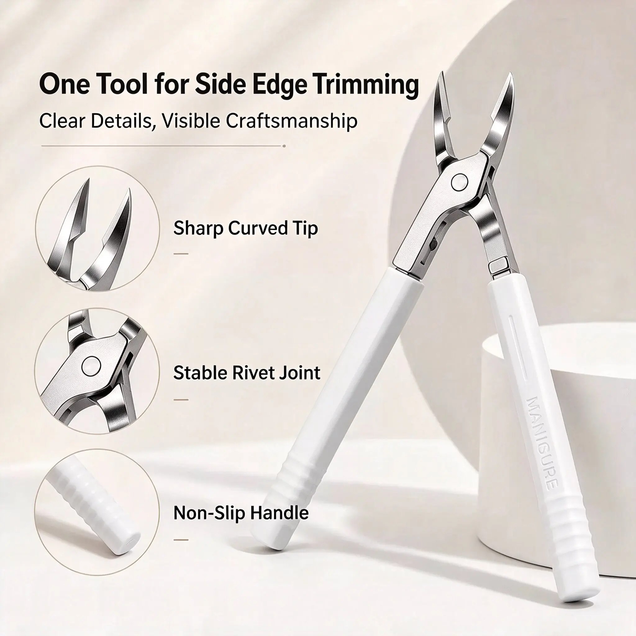 Ingrown Toenail Clippers, Precision Curved Nail Cutters for Cuticles Hangnails & Thick Nails with Anti-Slip Handle