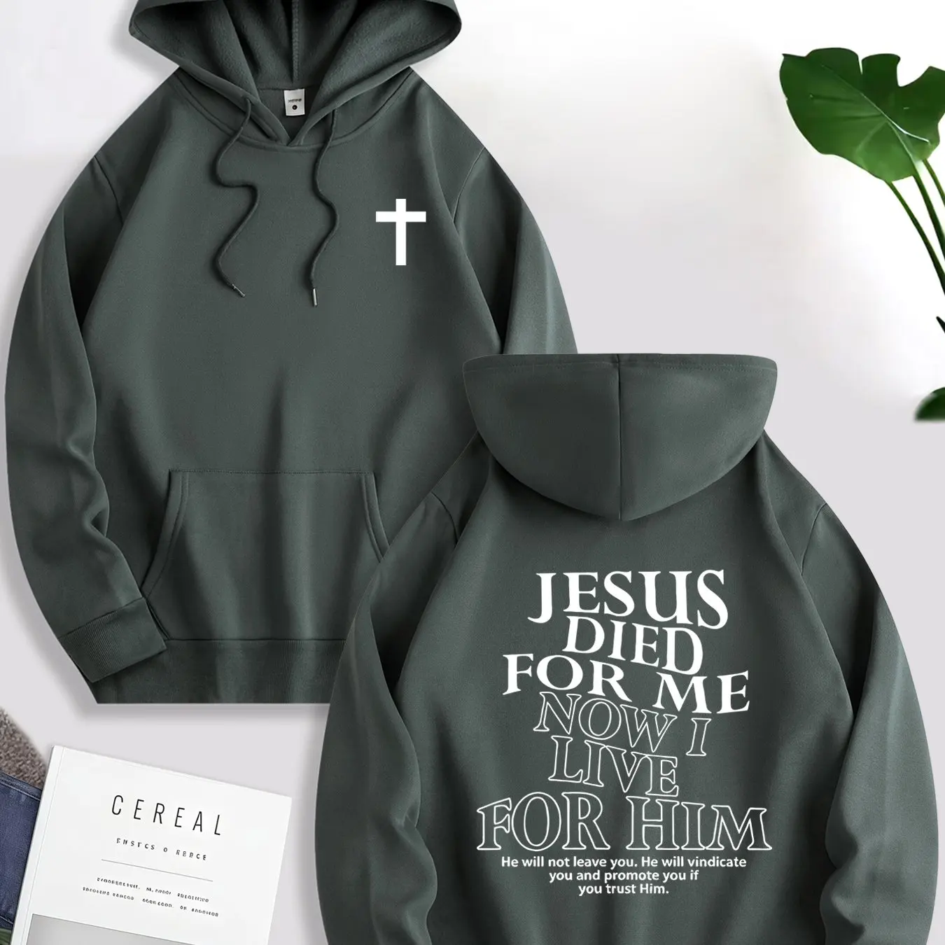 2026 Unisex Faith Christian Graphic Hoodie Double Sided Cross & Jesus Letter Print Long Sleeve Casual Street Style Sweatshirt