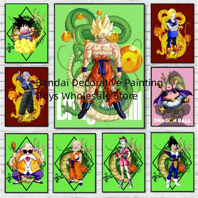 

Classic Bandai Anime Retro Dragon Ball HD Poster Goku Gohan Vegeta Piccolo Friza Canvas Painting Print Wall Art Children Gift