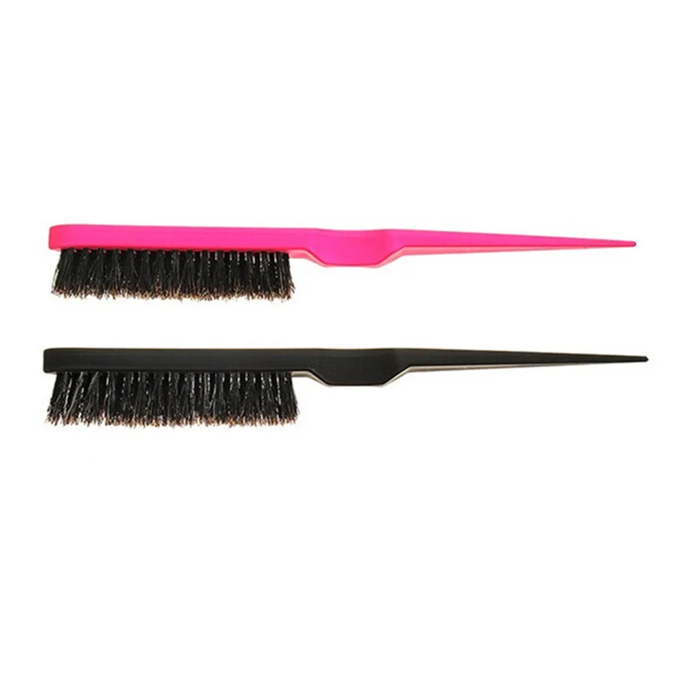2Pcs Pig Bristle Curling Comb for Home and Salon Use Sturdy Long Handle Bristles Hair Comb Gentle Scalp Massage