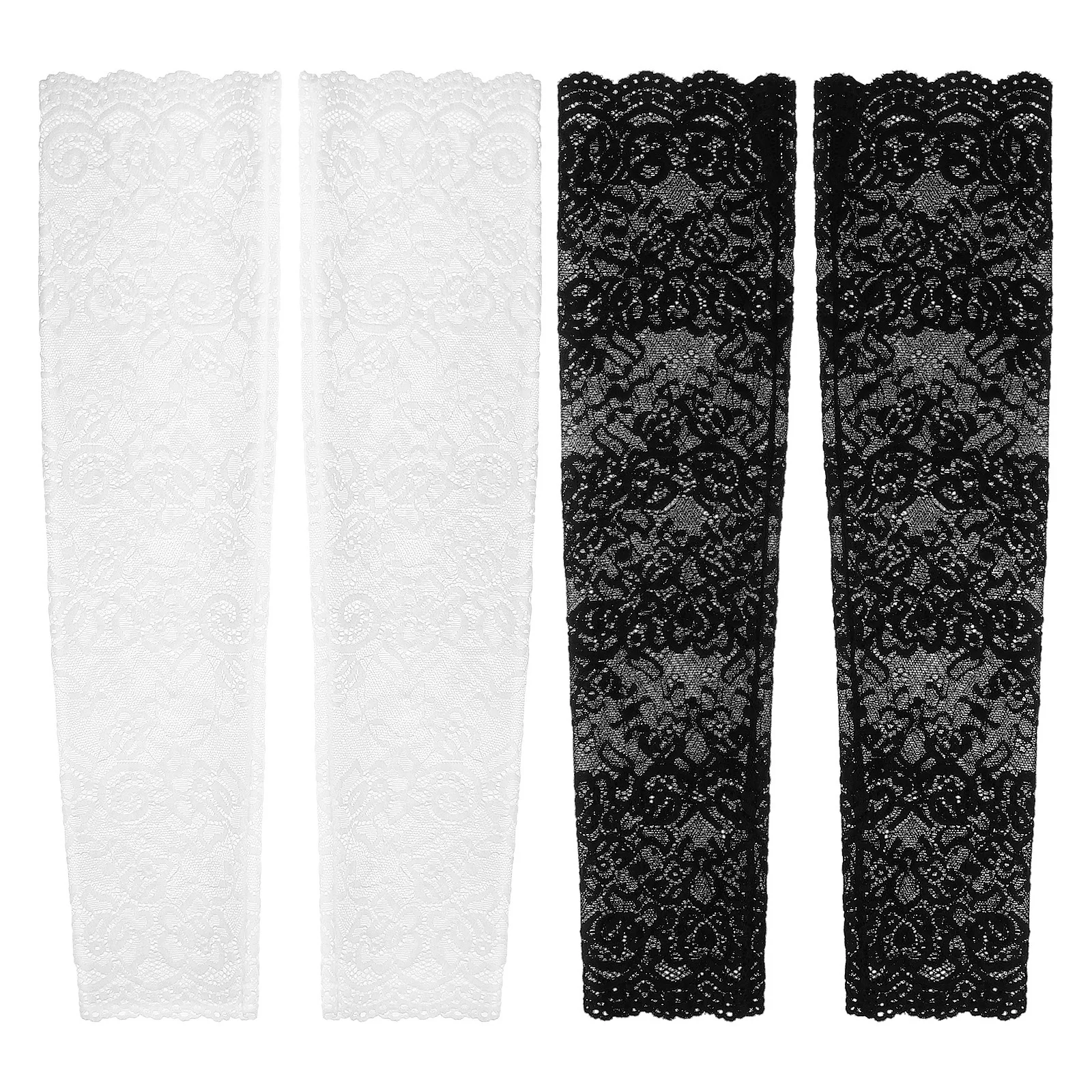 

2Pairs Elegant Floral Lace Arm Sleeves Elbow Length Covers Wedding Bridal Party Accessories Lace Long Gloves Arm Warmer