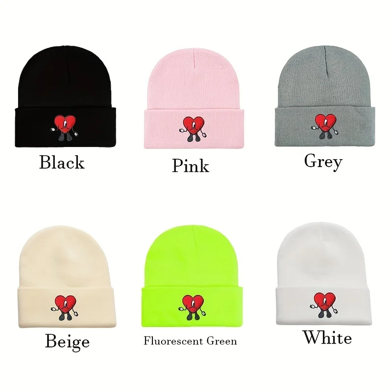 Cartoon Autumn Winter Warm Embroidery Bunny Beanie Hat Unisex  Knitted Hats