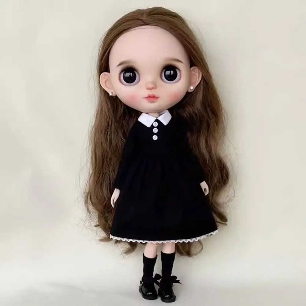 패션 라운드 넥 원피스 귀여운 미니 공주 스커트, DIY 액세서리, 활 타이 원피스, Azone ob22 ob24 인형, blythe 인형