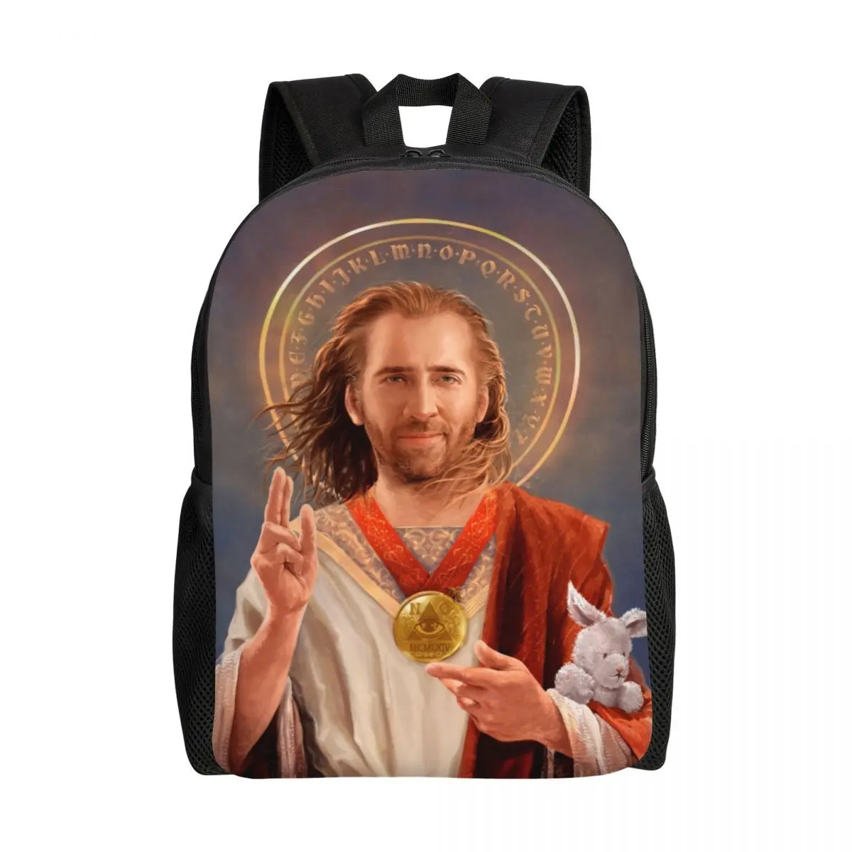 Mochilas Saint Nicolas Cage para homens e mulheres, 3D Print, Meme engraçado, escola, faculdade, bolsas de viagem, mochila de grande capacidade