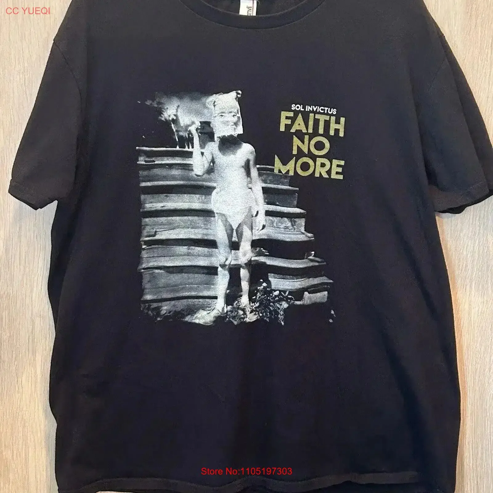 Faith No More 2015 Tour hombres camiseta negra tamaño XL Sol Invictus Alt Rock Metal vintage lavado gráfico streetwear moda