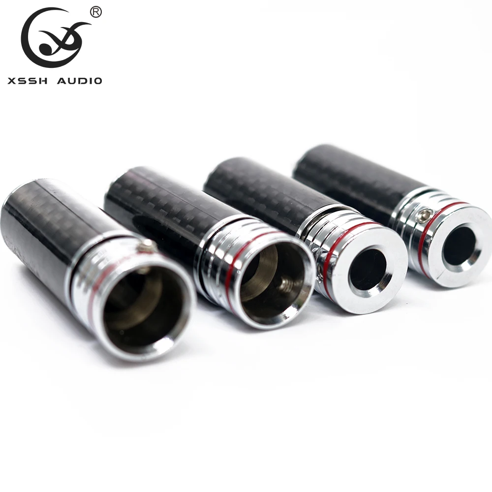 8pcs Male Lotus Adapter OEM ODM Wholesales XSSH HIFI DIY Copper Plating Rhodium Carbon Fiber Audio Video RCA Plug Connector Jack