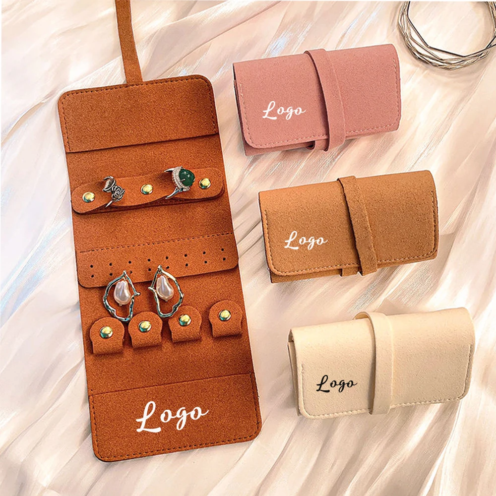 

24*10cm Microfiber Jewelry Organizer Bags Custom Logo Travel Organizer Roll Pouches for Watch Ring Earrings Bracelet Necklaces