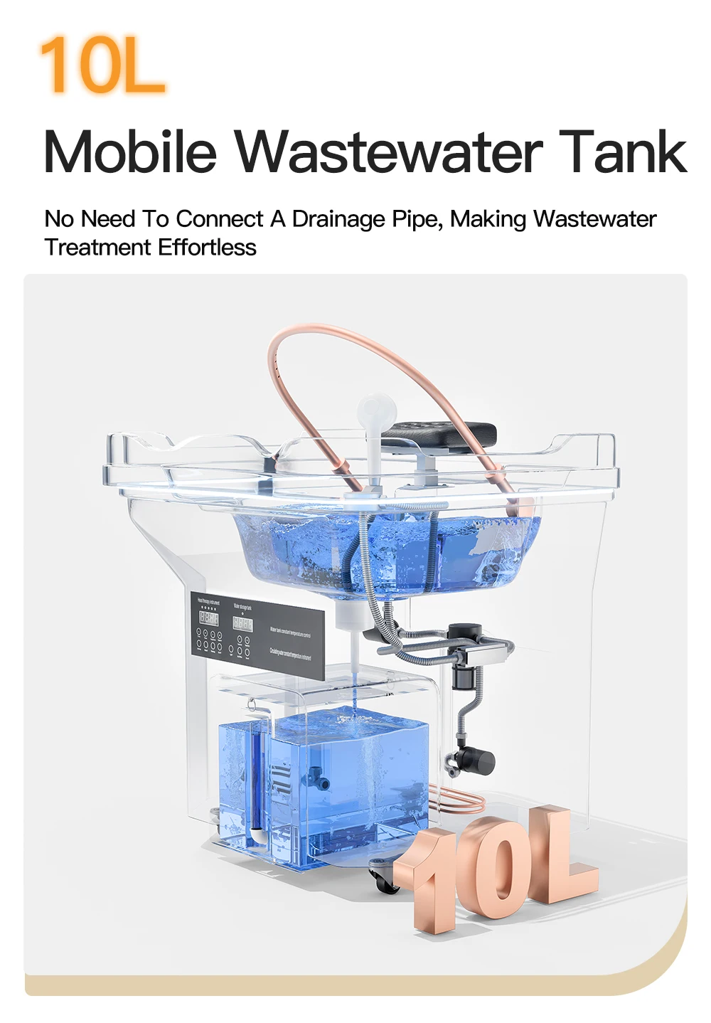 Tragbares elektrisches Shampoo-Becken mit Wassertank, Kopfwaschbecken mit konstanter Temperatur, mobile Haarwaschstation mit Dampffunktion – Detail 8