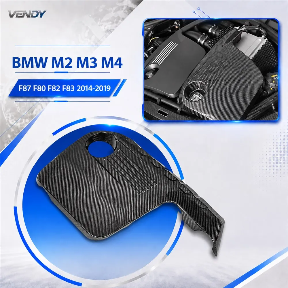 Real Carbon Fiber For BMW F80 M3 F82 F83 M4 F87 M2 2014-2019 Front Engine Cover Trim Car Hood Engine Cover Trim Bonnet Protector