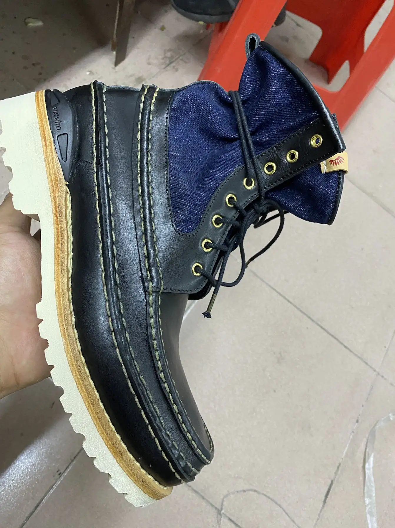 Visvim RIZZLY BOOTS-FOLK Tooling Goodyear shoes, denim - Image 4