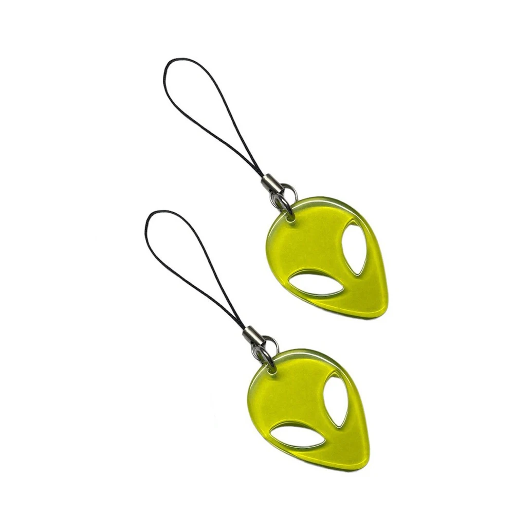 

Set of 2 Cute Acrylic Alien Cell Phone Charm Strap with Lobster Claw Clasp, DIY Hanging Accessory for USB Drive Keychain