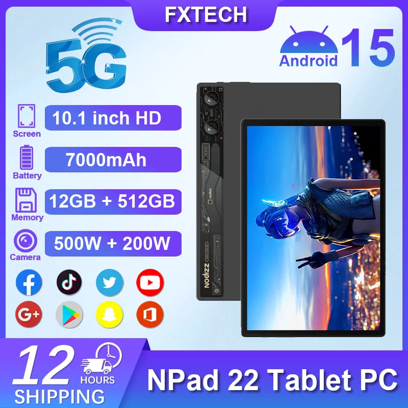 2025 لوحة الأعمال الراقية 5G الإصدار العالمي 12GB + 512GB Android15 10 بوصة 5G SIM GPS WiFi Bluetooth Google Play NPad22 الكمبيوتر اللوحي