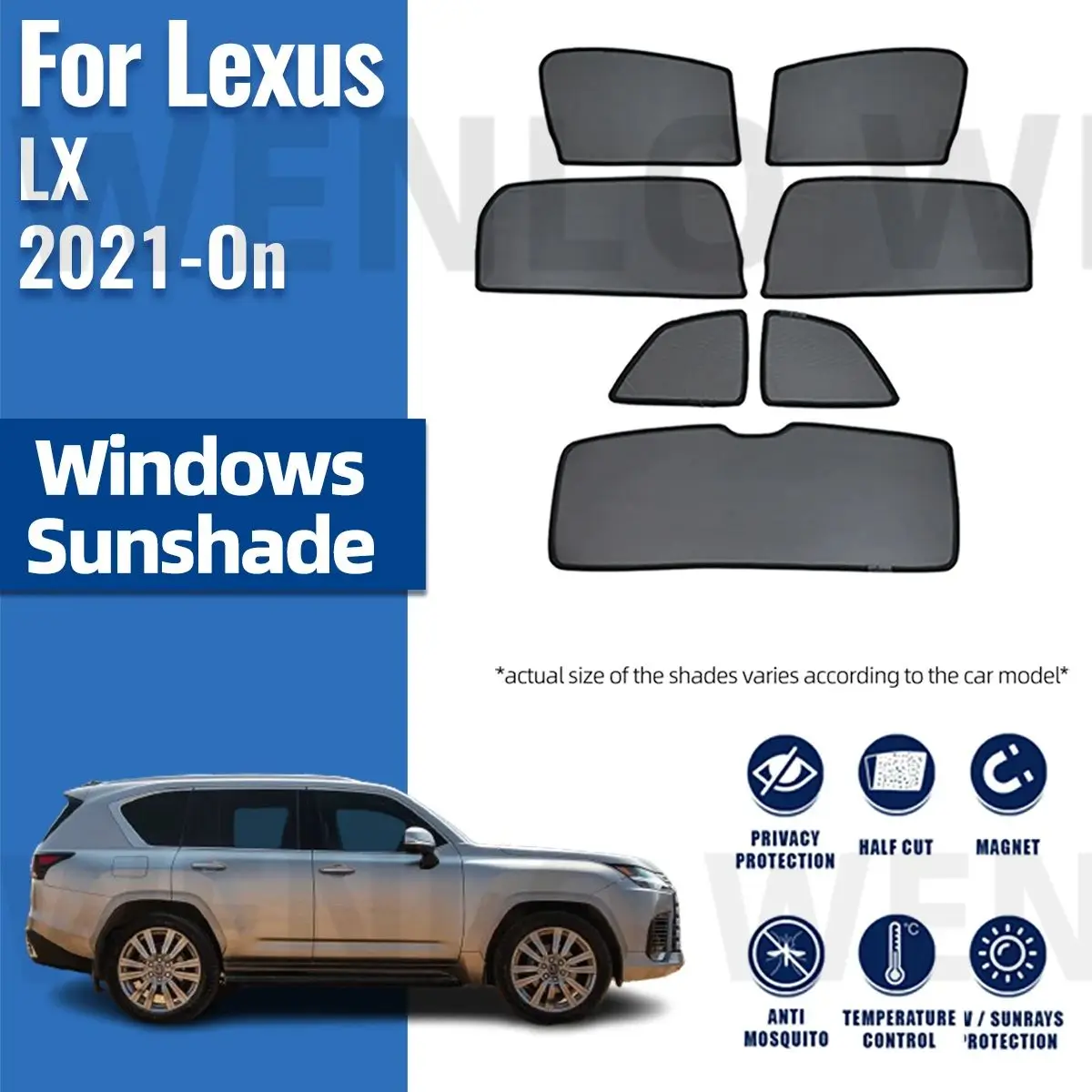 

For Lexus LX 600 2022 2023 2024 LX600 Side Window Sun Shade Visor Magnetic Car Sunshade Front Rear Windshield Frame Curtains