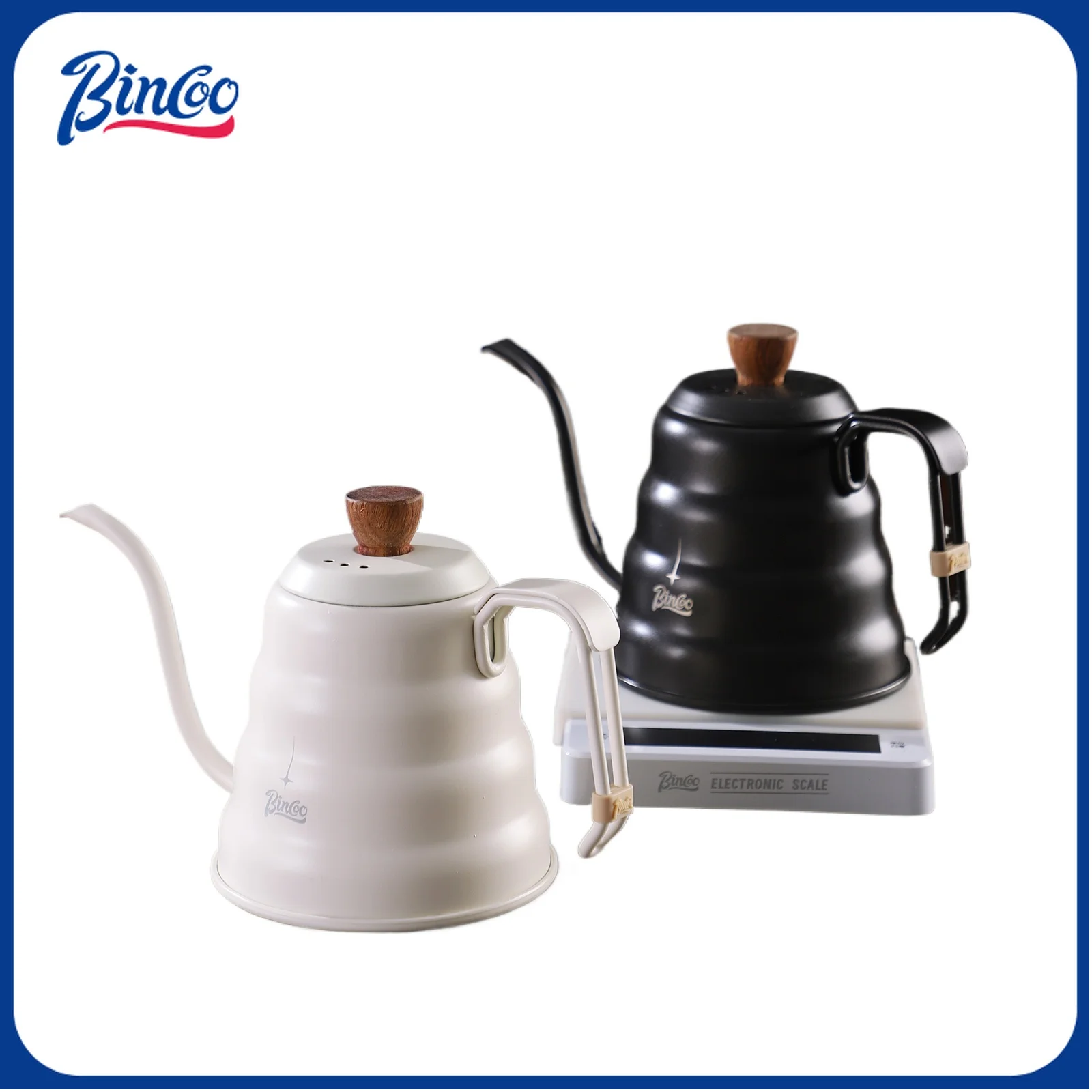 BINCOO 600ML Hand Brewed Coffee Pot 304 Stainless Steel Household Narrow Mouth Coffee Drip Kettle Pot Pour Over Coffee Tea Pots