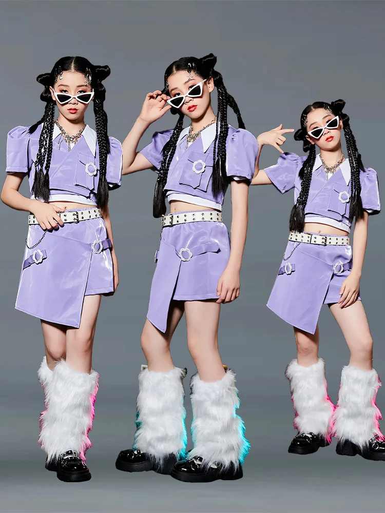 

Purple Children's Catwalk Performance Suit Jazz Girl Jazz Dance Suit Fashionable Practice Suit Stage