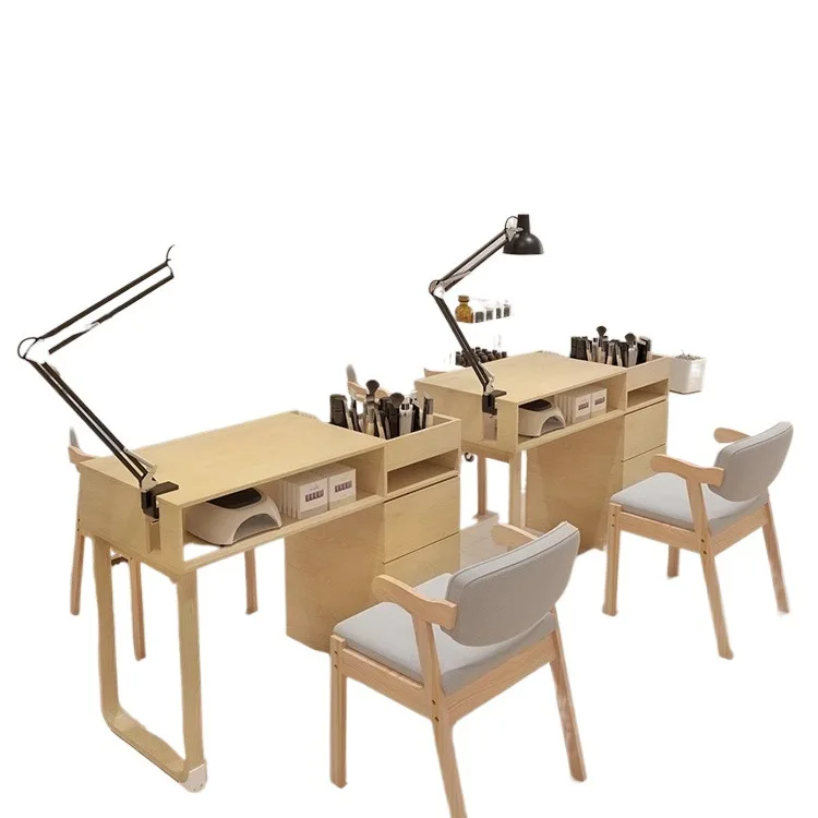 

Cream style manicure table and chair set Japanese single double multi-function with vacuum manicure light luxury Internet