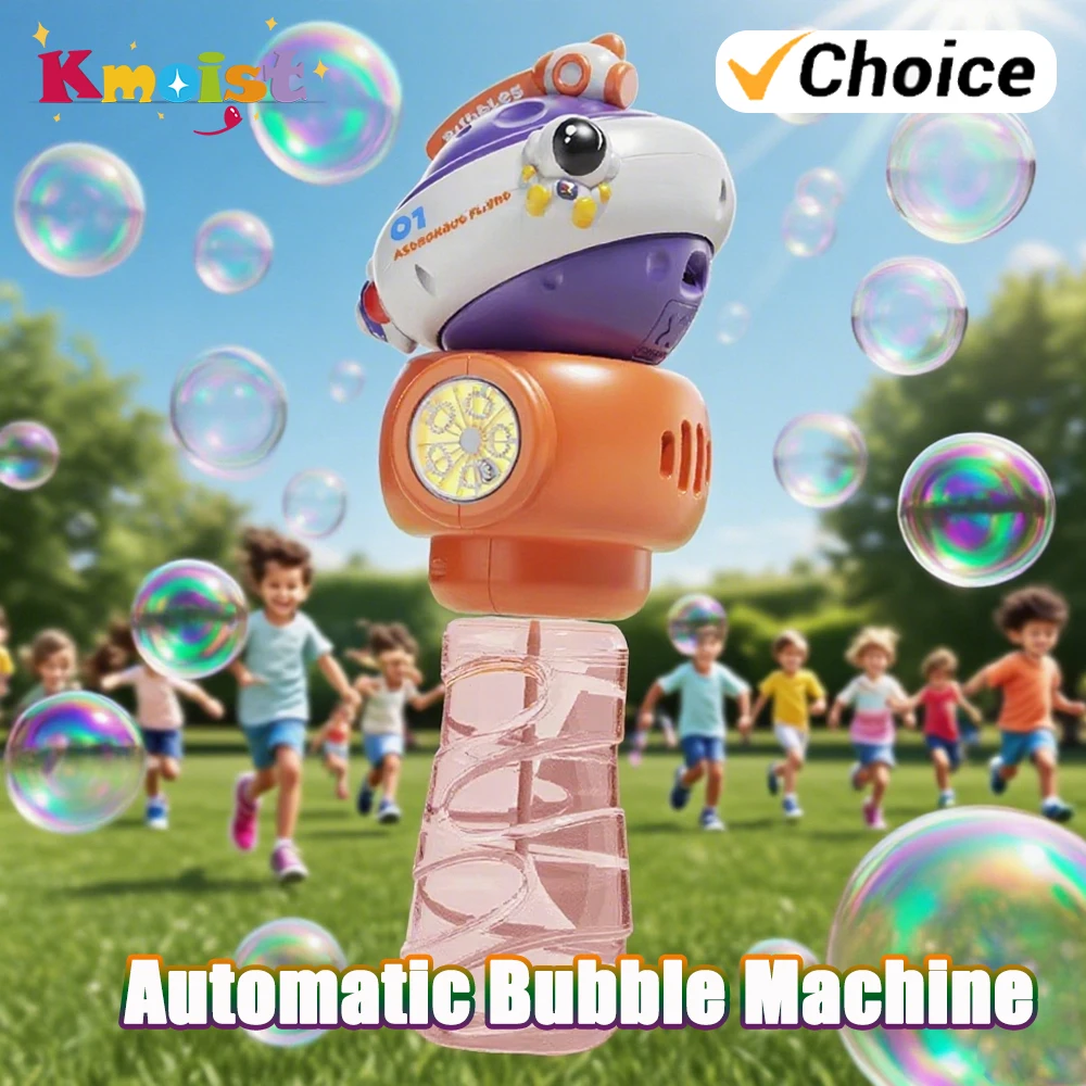 Electric Automatic Bubble Machine Toys 5 Hole Rotating Space Planet Bubble Wand with Light Music Outdoor Toy Gifts for Children