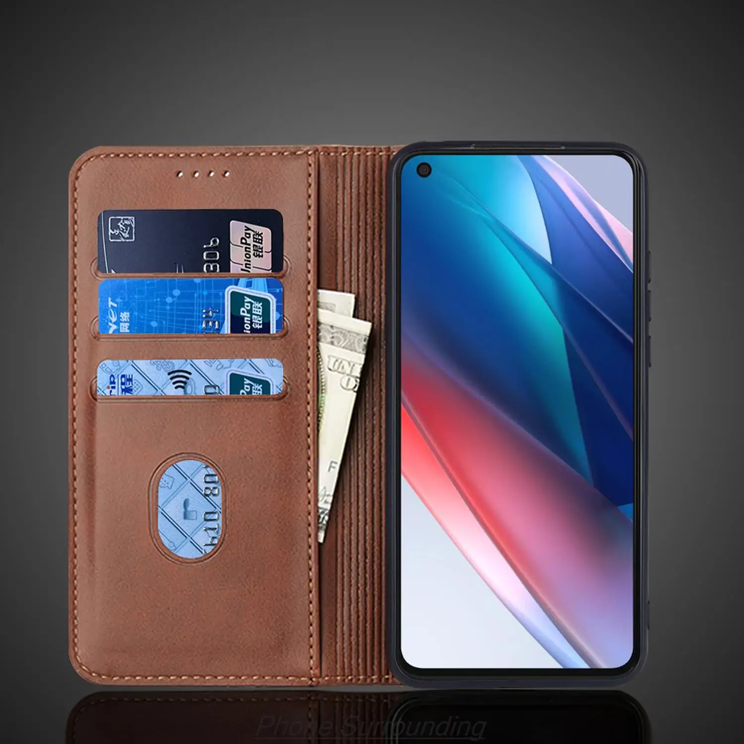 Leather Case for OPPO Find X3 lite Flip Case Card Holder Holster Magnetic Attraction Cover Case Wallet Case Fundas Coque