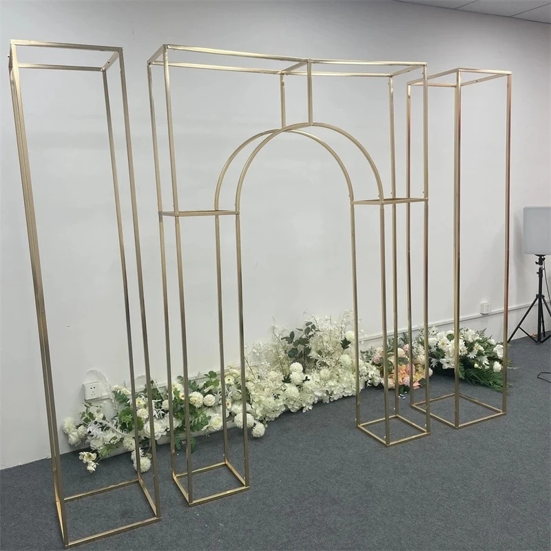 2023 New Wedding Iron Screen Framework Stage Decoration Outdoor Decorative Flower Shelf Party Background Gilded Arch