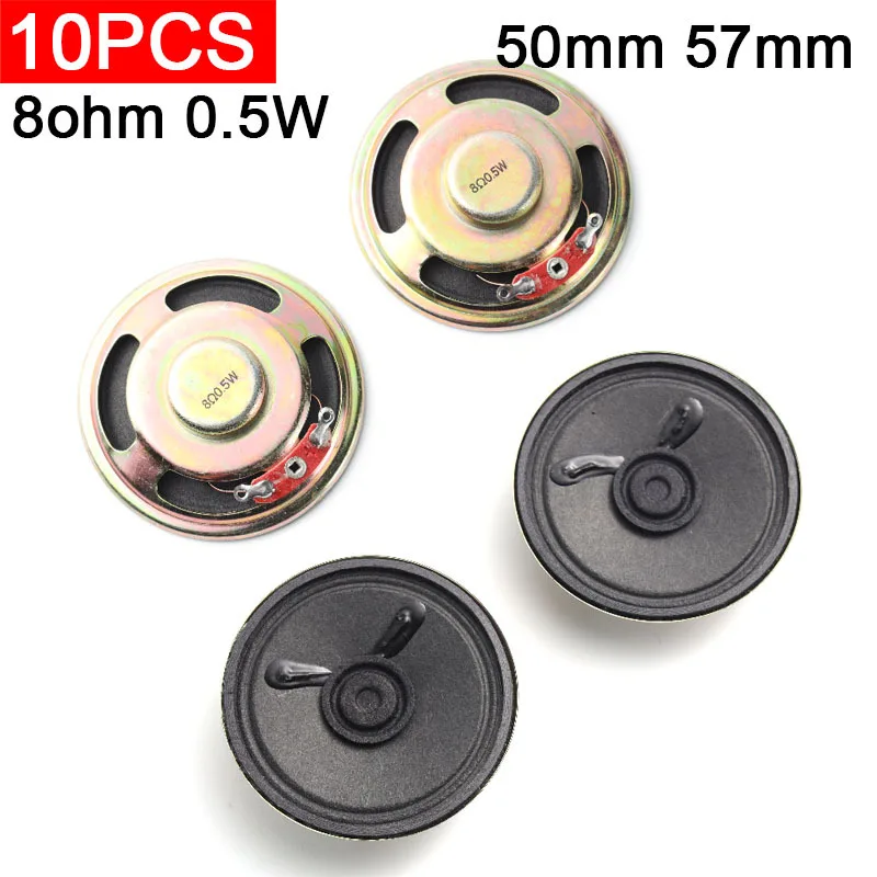 

10 шт., диаметр 50 мм, внутренний магнитный бумажный динамик 57 мм, 8 Ом, 0,5 Вт, толщина 13 мм, рация