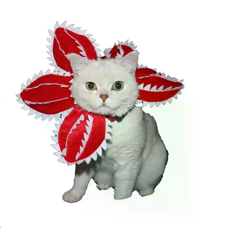 Suministros ajustable divertido sombrero de gato Demogorgon disfraz de flor aterradora cumpleaños accesorios para mascotas sombreros para perros pegatina