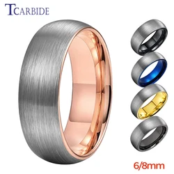 6mm 8mm Tungsten Engagement Ring For Women Men Domed Brushed Multicolor Jewelry Accessories Comfort Fit