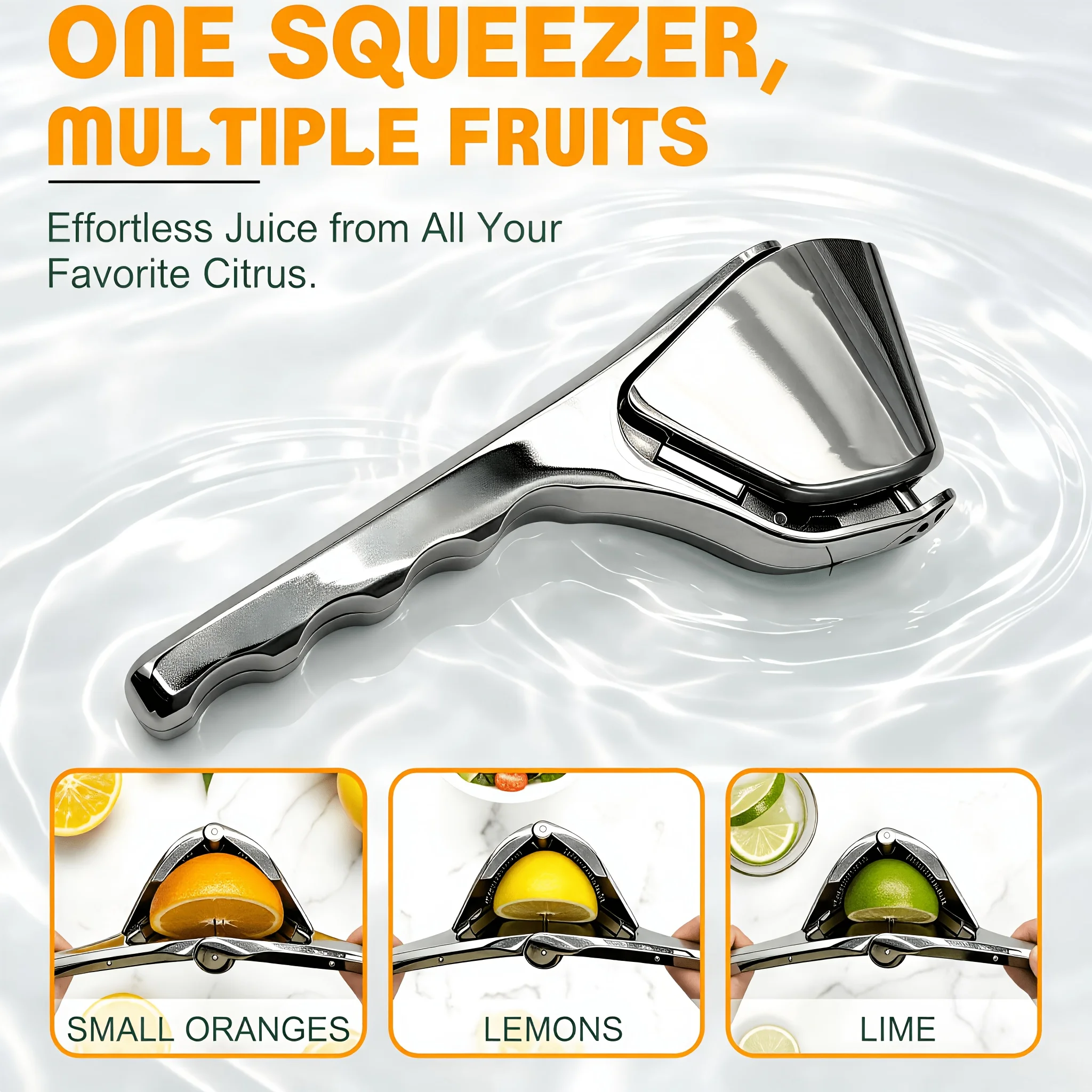 1PC Stainless Steel Lemon Squeezer Heavy‑Duty Hand Press Citrus Juicer Max Juice Extraction Easy Clean for Lemon Lime Home