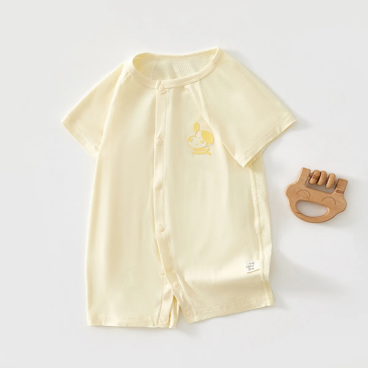 New Arrival Baby Boy Girl Summer Mesh Back Short Romper Infant Lyocell Breathable Lightweight Onesie 6-24M Kids Casual Jumpsuit