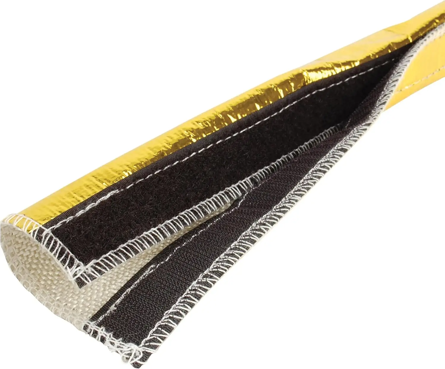 

High-Temp Heat Sleeving 1/2"-1-1/4" ID x 3ft, Reflects Radiant Heat to 800°F with Hook & Loop Closure