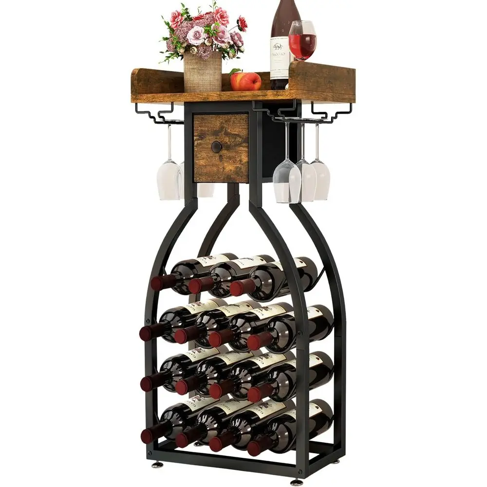 

Отдельностоящая винная полка, полка для хранения винных бутылок с стеклянными держателями, мини-бар, винный шкаф с местом для хранения вещей или Hom