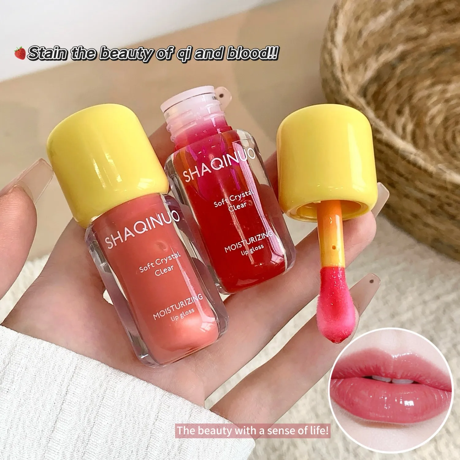 SHAQINUO Moisturizing Lip Balm Fruity Tinted Lip Oil Gloss Hydrating Shiny Non Sticky Lip Care for Dry Lips 3 Colors