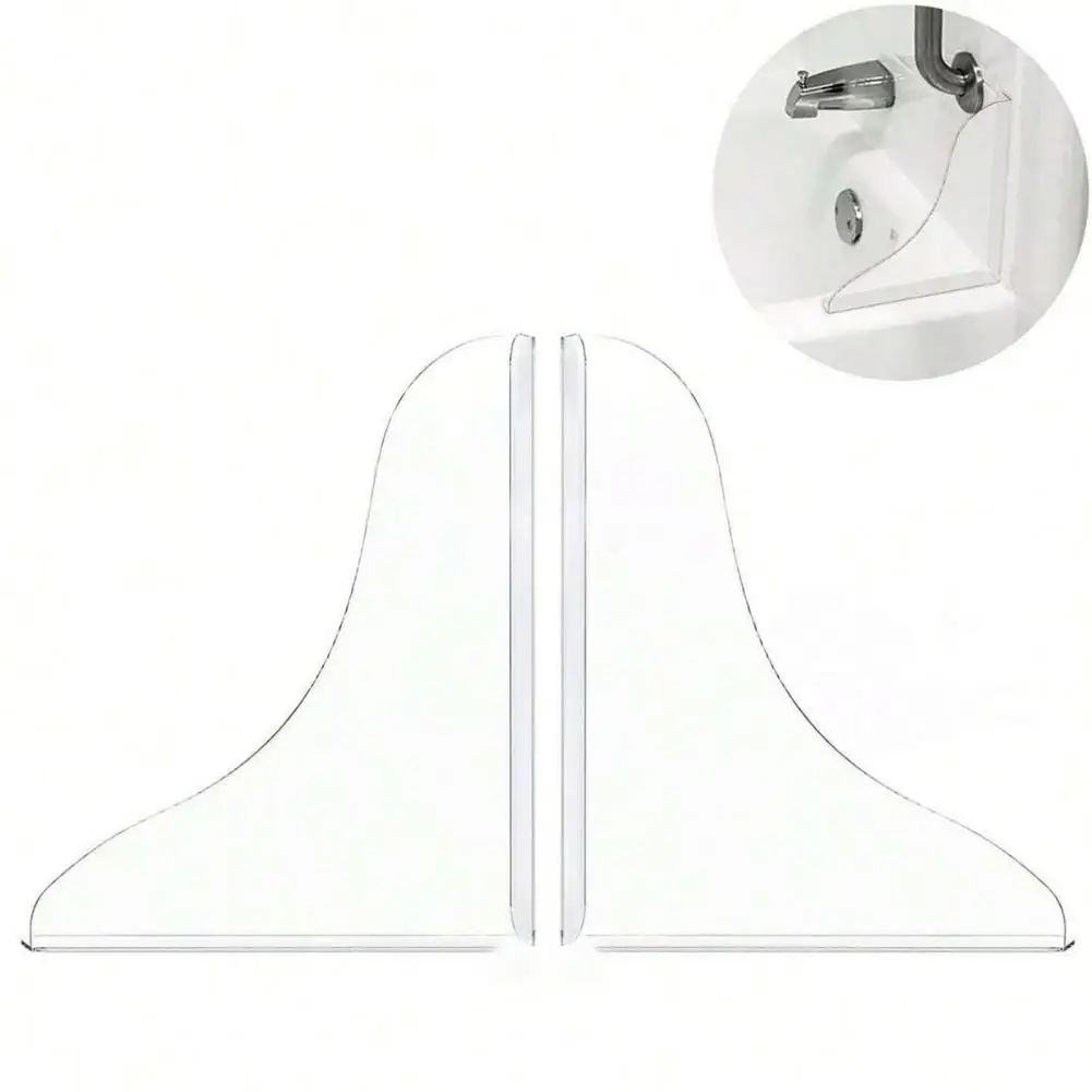 2Pcs Shower Splash Guard Self-Adhesive Waterproof Transparent Acrylic Bathroom Shower Bathtub Corner Water Blocking Baffle