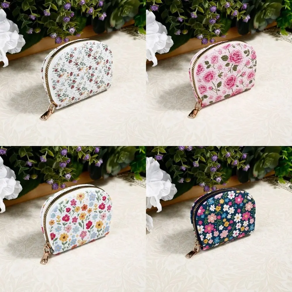 Draagbare bloemen bedrukte portemonnee PU opbergtas Mini clutch portemonnee rits Mini make-up tas cadeau