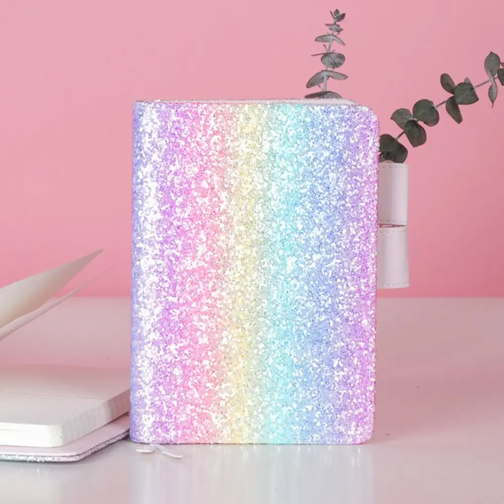 Creative Writing Smoothly Colorful Notebook PU Leather Diary Sketchbook Ledger Notebook Gliter Rainbow Cute Notepad Little Girls