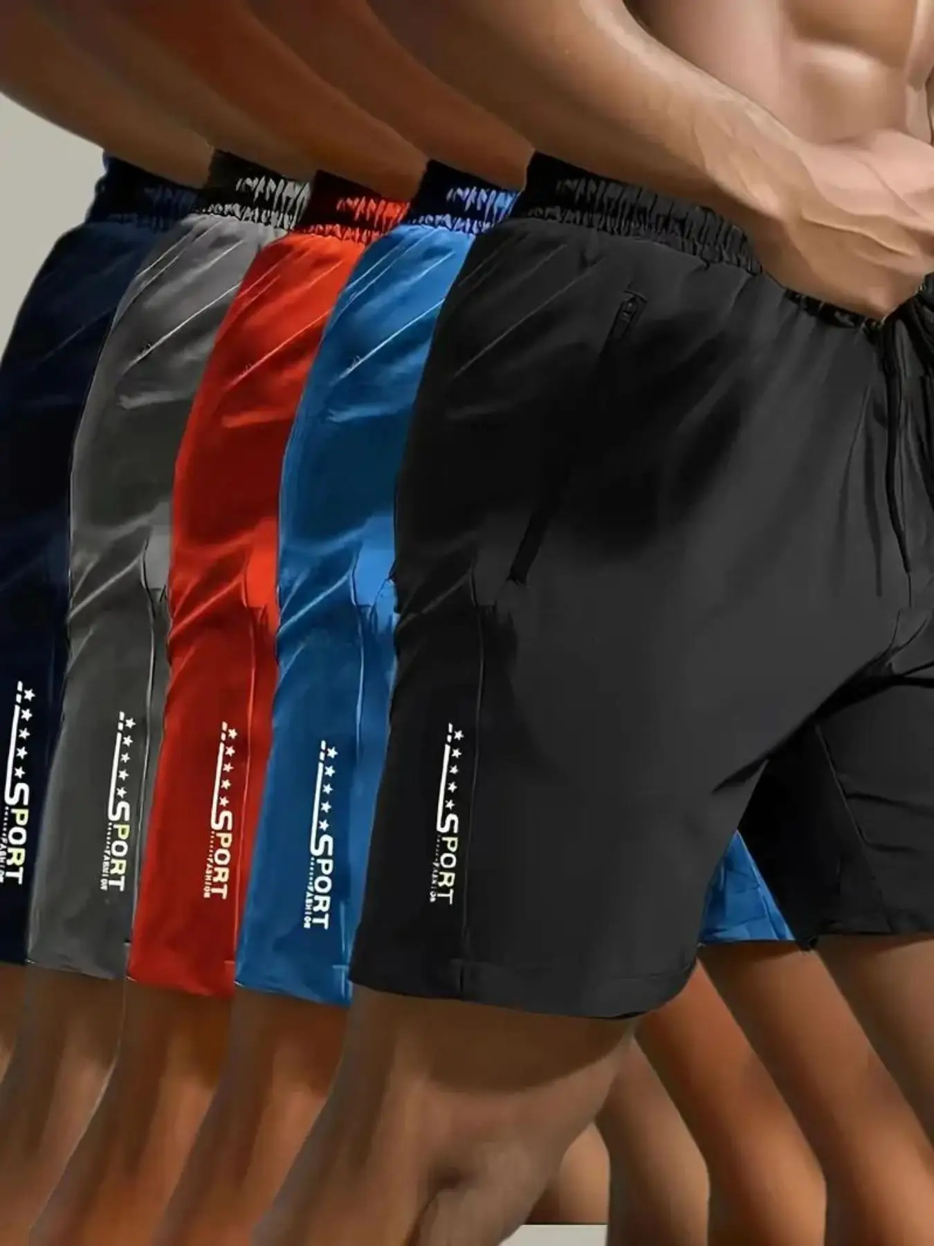 

Five-Piece Men's Shorts with Drawstring and Elastic Trousers for Fitness, Outdoor Hiking, Comfortable Shorts, Running, Quick-Drying, Cool, Breathable, Sweat-Absorbent, for Multiple Scenes