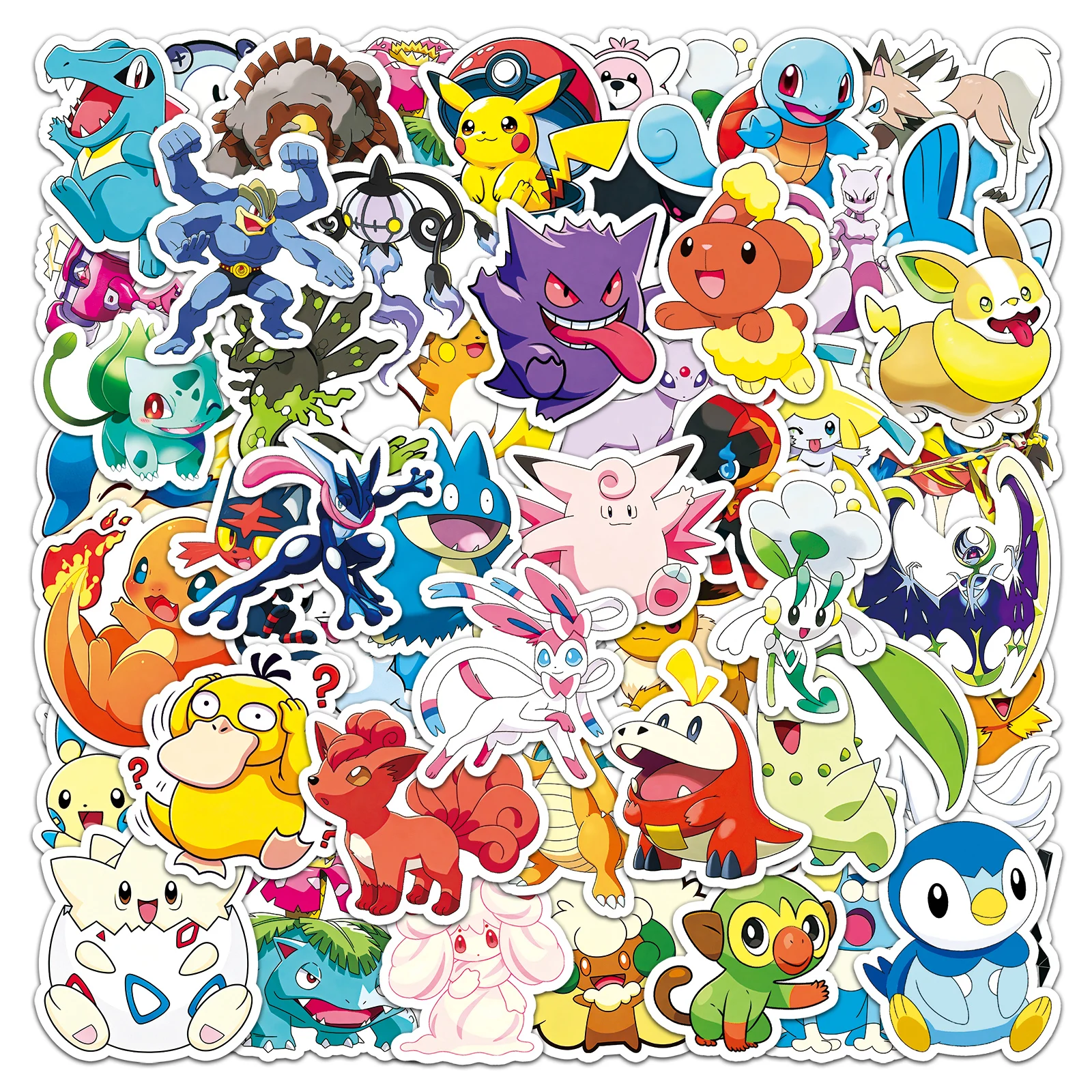 50Pcs Cute Cartoon Potdemiel IP Collaboration Pokemon Waterproof Sticker Skateboarding Retro Home Decal Sticker
