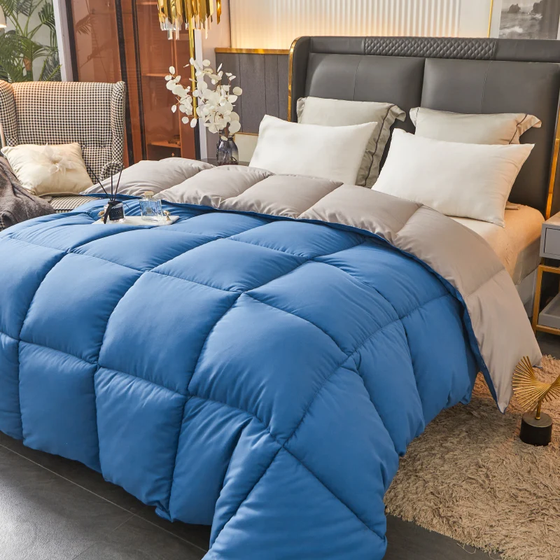 

AB Side Goose Down Duvet, Fluffy Quilted,Comfortable Warm Comforter,Winter Autumn Thick Blanket Solid White King Drop Shiping