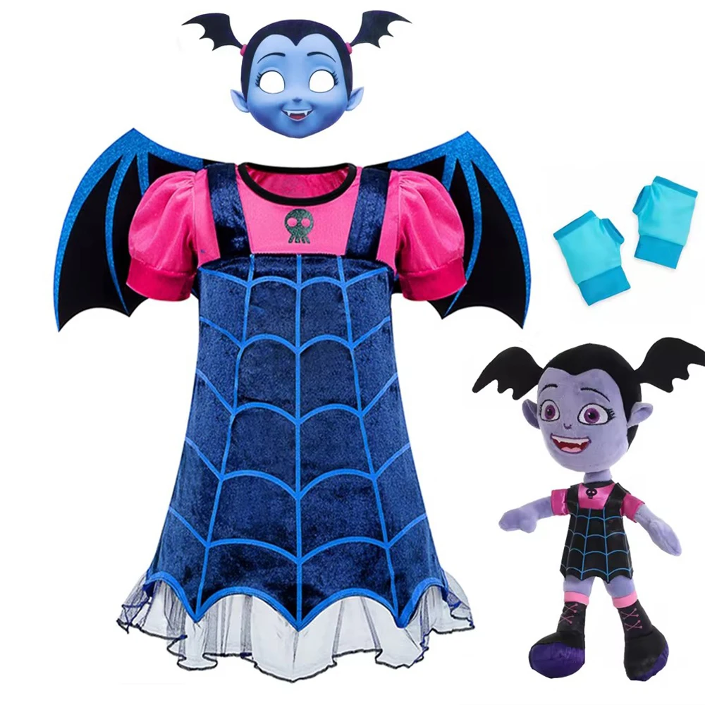 Vampirina-vestido de Cosplay para niña y niño, disfraz de princesa, disfraz de Halloween, disfraz de fiesta de Carnaval, máscara de vampiro