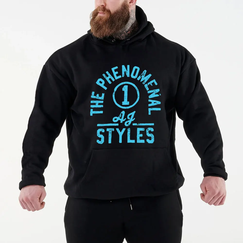 2024 Autumn/Winter New Famous Wrestler AJ styles Men's Black Hoodie Street Sports Casual Pullover