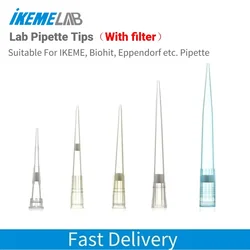 IKEME Plastic Pipette Filter Tips 10ul /100ul/200ul/300ul/1000ul/5ml/10ml  Lab Pipette Tips Micropipette Disposable