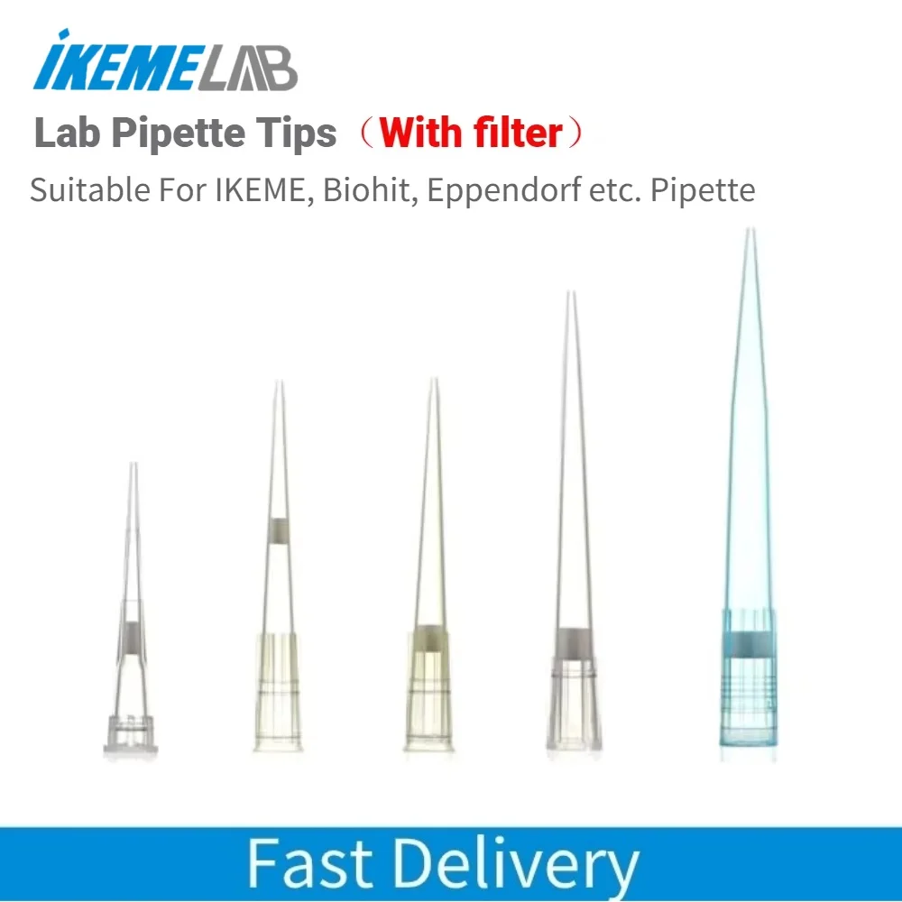 IKEME Plastic Pipette Filter Tips 10ul /100ul/200ul/300ul/1000ul/5ml/10ml  Lab Pipette Tips Micropipette Disposable