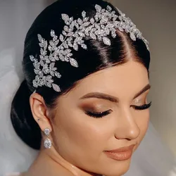 Luxury Bridal Headband For Wedding Headpieces Crystal Zirconia Elegant Bride Tiaras Hair Pieces Wedding Hair Jewelry Headdress